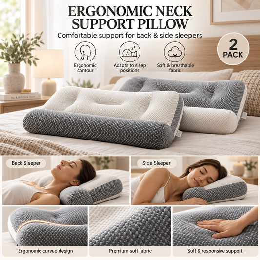 💤 50% OFF NOW! 😴 Ultra-Comfort Ergo Pillow – Sleep Like a Dream! – Contoured support, breathable cover & perfect for neck and back relief 🛌