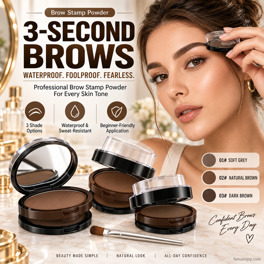 ✨ 50% OFF!🖌️🖌️2-Color Waterproof Eyebrow Stamp Powder Kit, Smudge-Proof Quick Natural Full Brow Makeup with Dual-End Brush