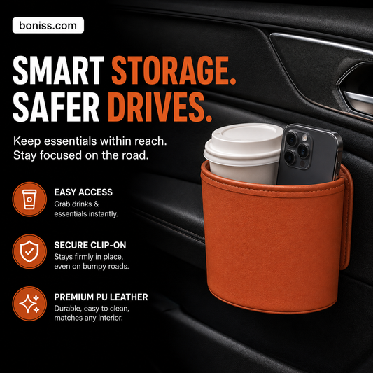 💞50K+ SOLD!🚗🧺 50% OFF! Leather Car Door Cup Holder – Wide‑mouth opening, easy reach for drinks & phone. Clip‑on secure fit. PU leather, tough & stylish. 🛡️✨