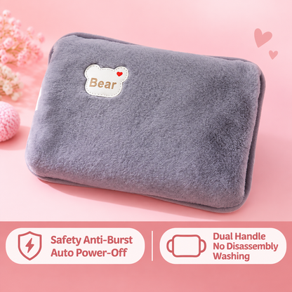 🔥 Rechargeable Hot Water Bottle: Plush Bear Cover, No Boiling, Fast Heat, Gift-Ready