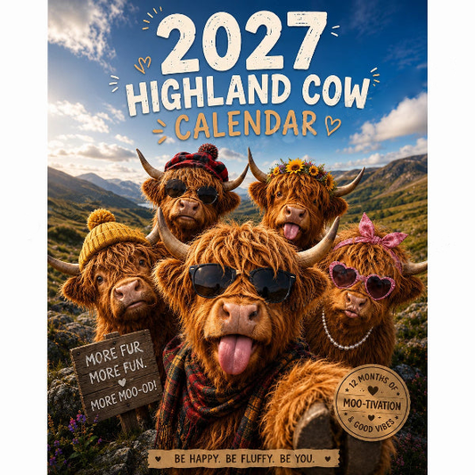 ✨️Surprise 50% Off！🐮May 2027 bring you booming luck！🔥2027 Funny Highland Cow Wall Calendar | A4 Hanging Calendar |