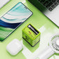 🔌🔋20W GaN Aluminum Super Fast Charger - 2-in-1 Retractable Foldable Mobile Wall Plug, Dual Ports, Type C/Lightning, Compact Travel-Friendly Safe Phone Accessories, Charger for iPhone