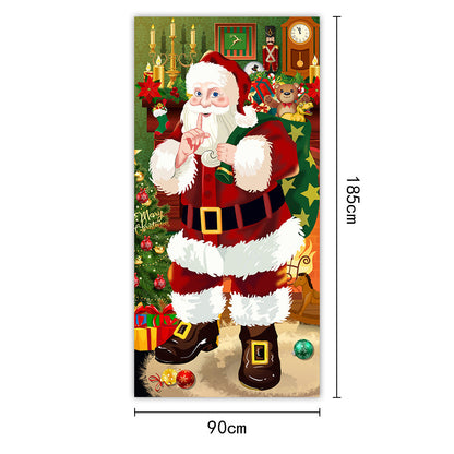 🎅50% OFF NOW! Christmas Santa Front Door Banner – Festive Santa Door Cover, Large Hanging Door Backdrop for Home Holiday Party, Xmas Porch Decor