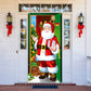 🎅50% OFF NOW! Christmas Santa Front Door Banner – Festive Santa Door Cover, Large Hanging Door Backdrop for Home Holiday Party, Xmas Porch Decor
