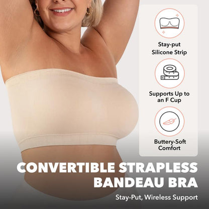 🔥Aurelle™ No-Slip Convertible Bandeau – 3-Way Wear, Wire-Free & Trusted by 50K+ Women👙🇬🇧1