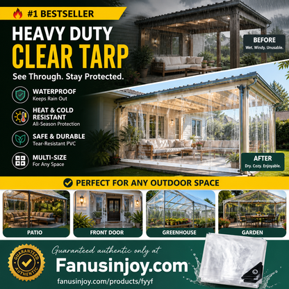 ✨️Amazing 50% Off！🌦️Shelter from wind and rain while you enjoy the beautiful scenery!🛡️🌧️Heavy Duty Weatherproof Clear Tarps 14 Mil