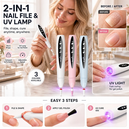 🔥New Hot Selling❤️‍🔥 2-in-1 Electric Nail Drill with UV Gel Light Portable Manicure Pedicure Kit