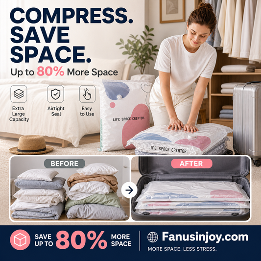 💥Increase storage space by 80%！No-Pump Large Vacuum Storage Compression Bags