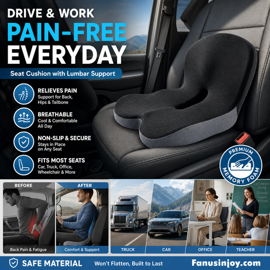 💥50% OFF !!!⏰Non-Slip Memory Foam Seat Cushion – Sciatica Relief, Breathable Mesh & Universal Fit for Car, Office & Wheelchair