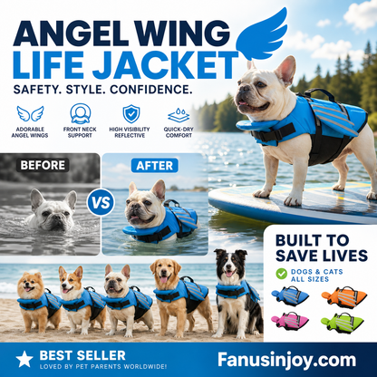 🔥Limited time 50% off！🐕Reflective Angel Wings Dog Life Jacket ✨ Safe swimming for your furry friend