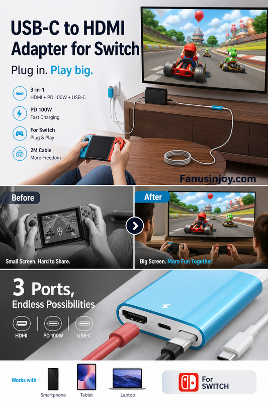🔥50% OFF! Your gaming experience gets 10x better! 🎮USB-C to HDMI Adapter Cable for Switch
