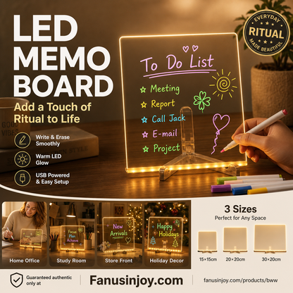 🔥50% surprise discount！🔆Must-have items to boost life sense of ritual！Rewritable LED Note Board with 7 Color Pens