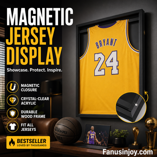 🏀 Best display! ✨️Make all your friends envy you! Wooden Jersey Display Frame with Magnetic Door