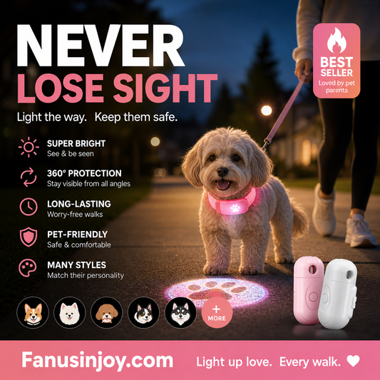 ✨️Limited time 50% off！🐶ID tags for furry babies, cuter and more eye-catching！🐱Anti-Lost Pet Glow Collar Projector Light with Breed Patterns