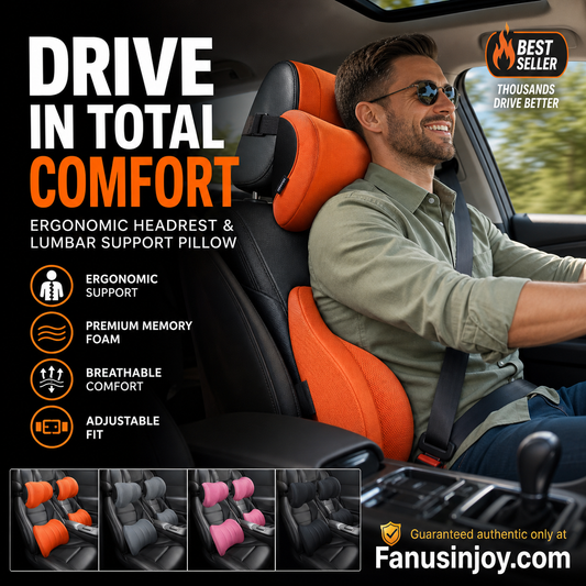 🔥Direct from factory, from💥 £14.99！🚗Enjoy a comfortable driving experience！Ergonomic Car Seat Headrest & Lumbar Cushion