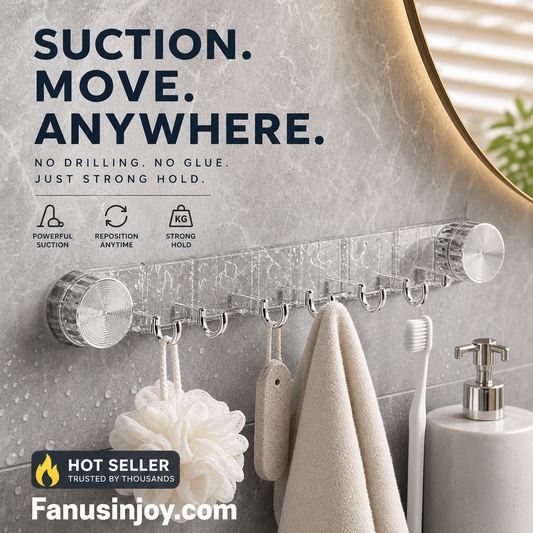🔥Limited time 50% off！👋Say goodbye to traditional residue hooks！Punch-Free Ripple Rotary Suction Cup Hanger Rack