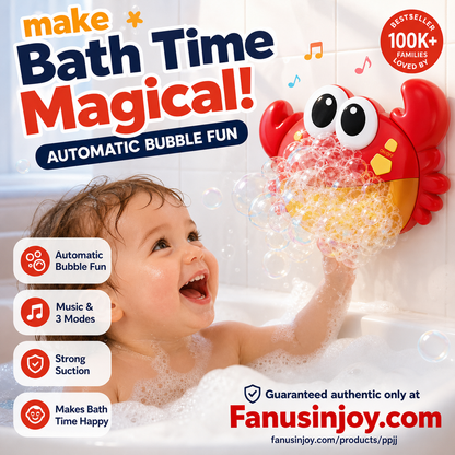 🔥Limited Time 50% Off！🛀👦Let kids enjoy bath time！👨‍👩‍👧‍👦Perfect for parent-child bathing and boost your happiness！🛀Crab Bubble Machine Bath Toy with Music