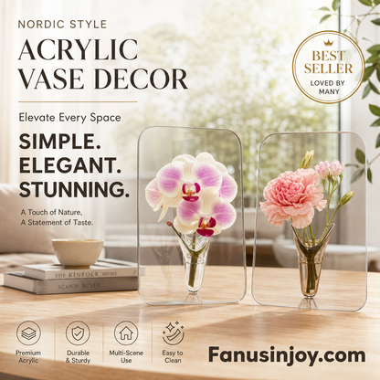 🌸LAST DAY SPECIAL PRICE!!🌸Nordic Transparent Acrylic Vase | Elegant Desktop Plant Holder & Home Decor | Modern Centerpiece for Living Room & Wedding Tables