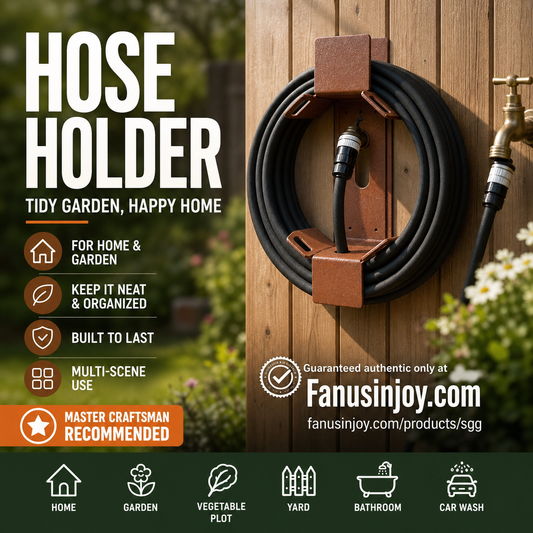 🎉🎉Amazing 50% OFF!  👩🏻‍🌾2-in-1 Decor & Storage！🏡Get rid of messy long water pipes！Wall Mounted Iron Garden Hose Holder