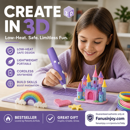 🎁50% Off for 2026 New Launch！🖌️✨️Be a magic painter anytime, anywhere！🎨Boost kids' imagination and creativity🔮👩‍🎨Low Temperature Wireless 3D Printing Pen for Kids