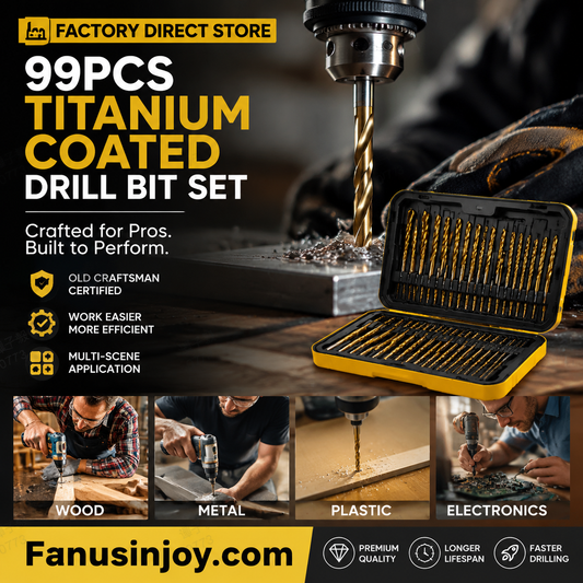 🔥Limited time 50% OFF!🔧 High-efficiency tool favored by veteran craftsmen!Factory Outlet-99pcs Titanium Coated Drill Bit Set