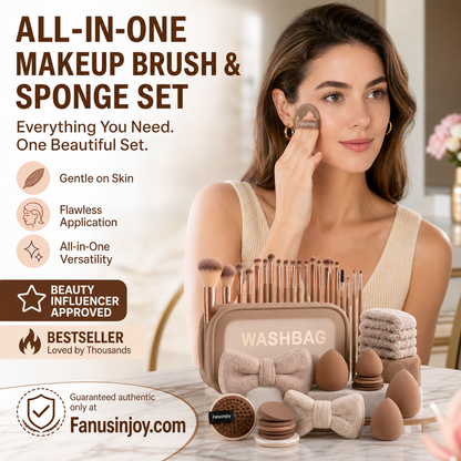 ✨️Amazing Special 50% OFF！👱🏻‍♀️Recommended by celebrity makeup artists！All-in-One Makeup Brush & Sponge Set