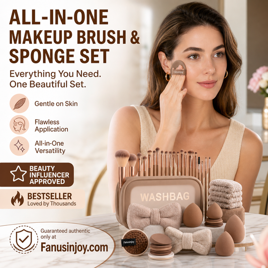 ✨️Amazing Special 50% OFF！👱🏻‍♀️Recommended by celebrity makeup artists！All-in-One Makeup Brush & Sponge Set