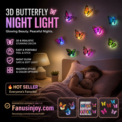 🥳💞50K+ SOLD!✨50% Limited‑Time Discount！ 🌙🦋Let butterflies guard every night of yours! 💝3D Adhesive Glowing Butterfly Night Light