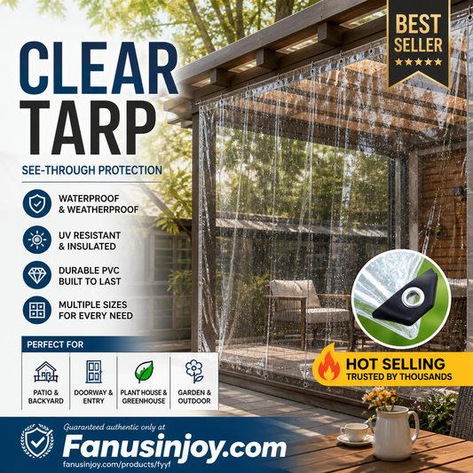✨️Amazing 50% Off！🌦️Shelter from wind and rain while you enjoy the beautiful scenery!🛡️🌧️Heavy Duty Weatherproof Clear Tarps 14 Mil