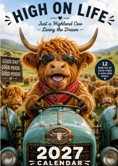 ✨️Surprise 50% Off！🐮May 2027 bring you booming luck！🔥2027 Funny Highland Cow Wall Calendar | A4 Hanging Calendar |