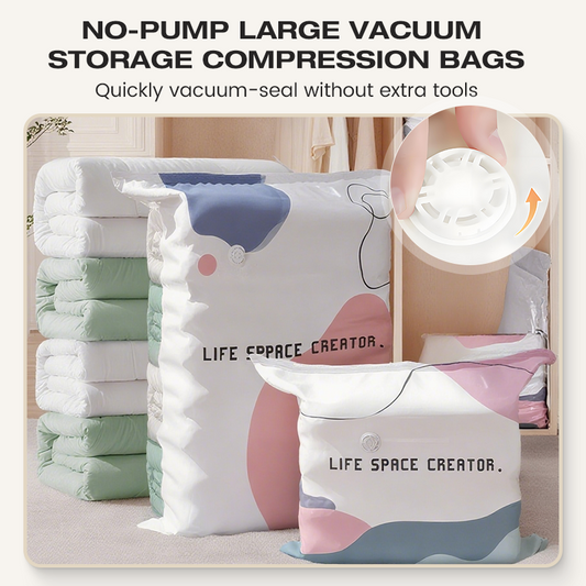 🥳2026 HOT SALE🥳No‑Pump Vacuum Storage Bags – Press & seal, no pump needed. Saves 80% space, keeps clothes dry & dust‑free. Perfect for bulky bedding & off‑season gear. 🛏️🗄️