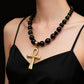 🔥Limited Time 50% OFF! ✝️New & Chic Trendy Item! Vintage Cross Pendant Necklace with Hematite Beads