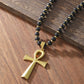 🔥Limited Time 50% OFF! ✝️New & Chic Trendy Item! Vintage Cross Pendant Necklace with Hematite Beads