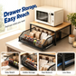 📢📢Flash 50% Off！🧂🍱Say goodbye to your messy desk ⏰2-Tier Kitchen Microwave Stand with Slide-Out Storage Drawer