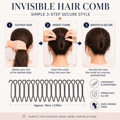 🔥Limited time 50% off！👱‍♀️Tame stray hairs and create sleek hairstyles！✨️Flexible Invisible Grip Flyaway Hair Comb