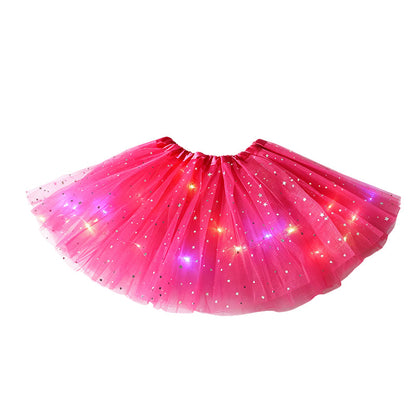 ✨️Surprise 50% Off！👸Become a glowing princess！👗LED Light Up Sequin Tutu Skirt Star Mesh Princess Skirt for Girls and Adults