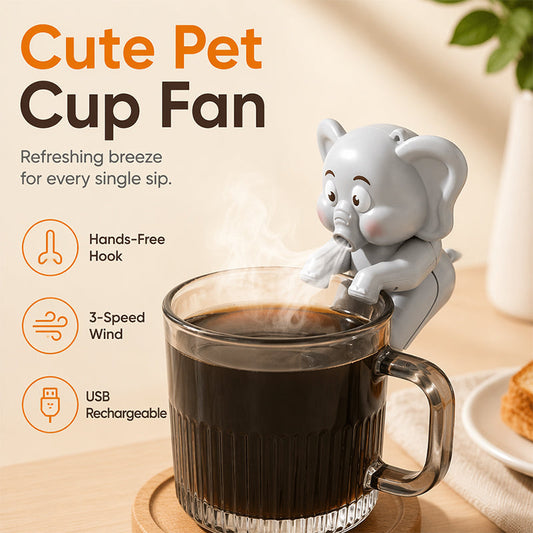 ⏳Limited-time 50% off！🌬️Naturally cools and protects your esophagus！🐘Cute Pet Cup Hanging Mini Fan🐘🦖💨