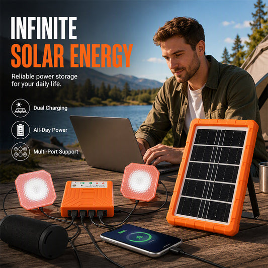 ☀️ 52% OFF NOW! Portable Solar Power System with 2 LED Lights – Off-Grid Solar Generator Kit, Multi-Port Charging Station for Camping, Emergency & Outdoor Use
