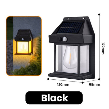 Motion Sensor Solar Tungsten Wall Light | IP65 Waterproof 3-Mode Outdoor Light for Patio, Fence & Christmas Decor-tcpa