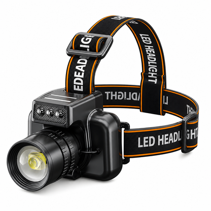 Super Bright Rechargeable Headlamp with Motion Sensor Zoomable Design and Long Battery Life Head Mounted Flashlight for Outdoor Fishing and Mountaineering