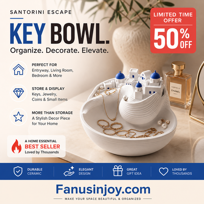 ⌛️Limited time 50% off! 🗝️Furniture to show your high-end taste! Blue and White Ocean Theme Key Holder Tray Ceramic Home Decor