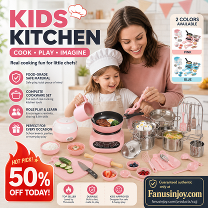 🎁[Best Gift For Kid]🔥Amazing 50% Off！👩‍🍳Little Chef Tool Set！👧Must‑have Toy For Kids Growth!🍳Children's Real Cooking Mini Kitchen Toys - 22 PCS Set
