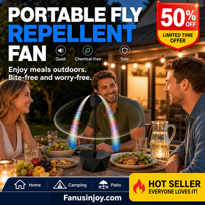 🔥Limited Time 50% OFF！👪Don’t let bugs ruin your happy moments！USB Rechargeable Retractable Outdoor Fly Repeller Fan