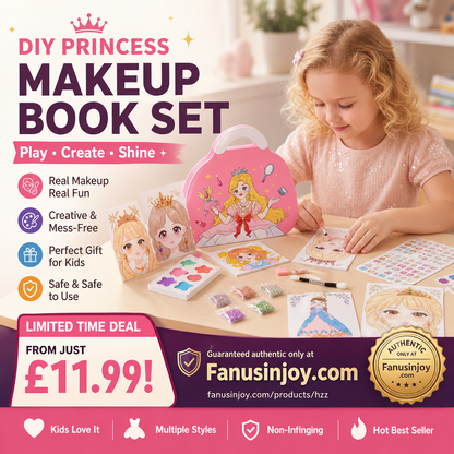 👑LAST DAY SALE ONLY ￡11.99!! 🎨Mess-Free Paper Play, Realistic Fun for Girls ✨ Princess Makeup & Diamond Painting Craft Kit